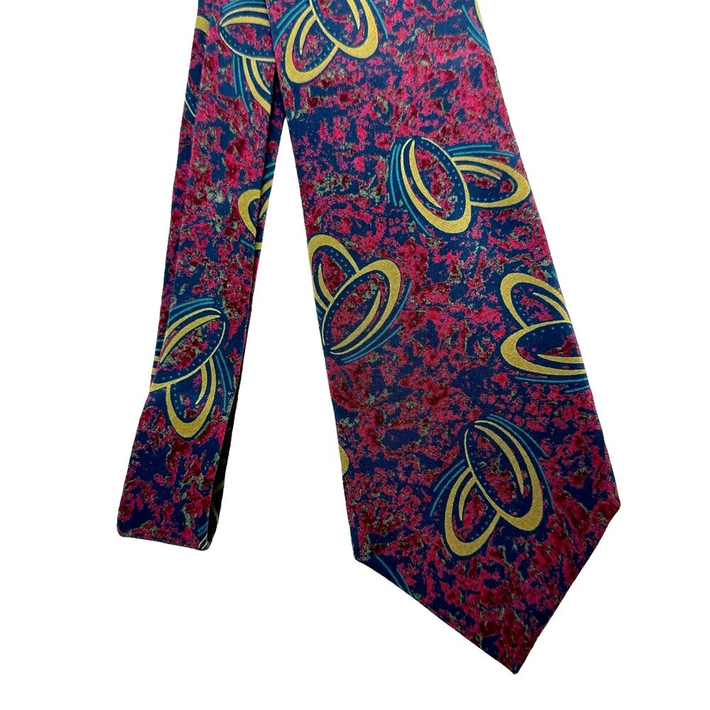 Enrico Guccini 90s 80s Vintage 100% Silk Maroon & Olive Green Men's Neck Tie